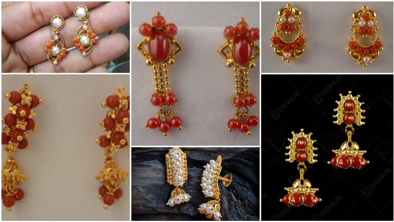 Daily wear coral Beads earrings collection (4 to5 gms )