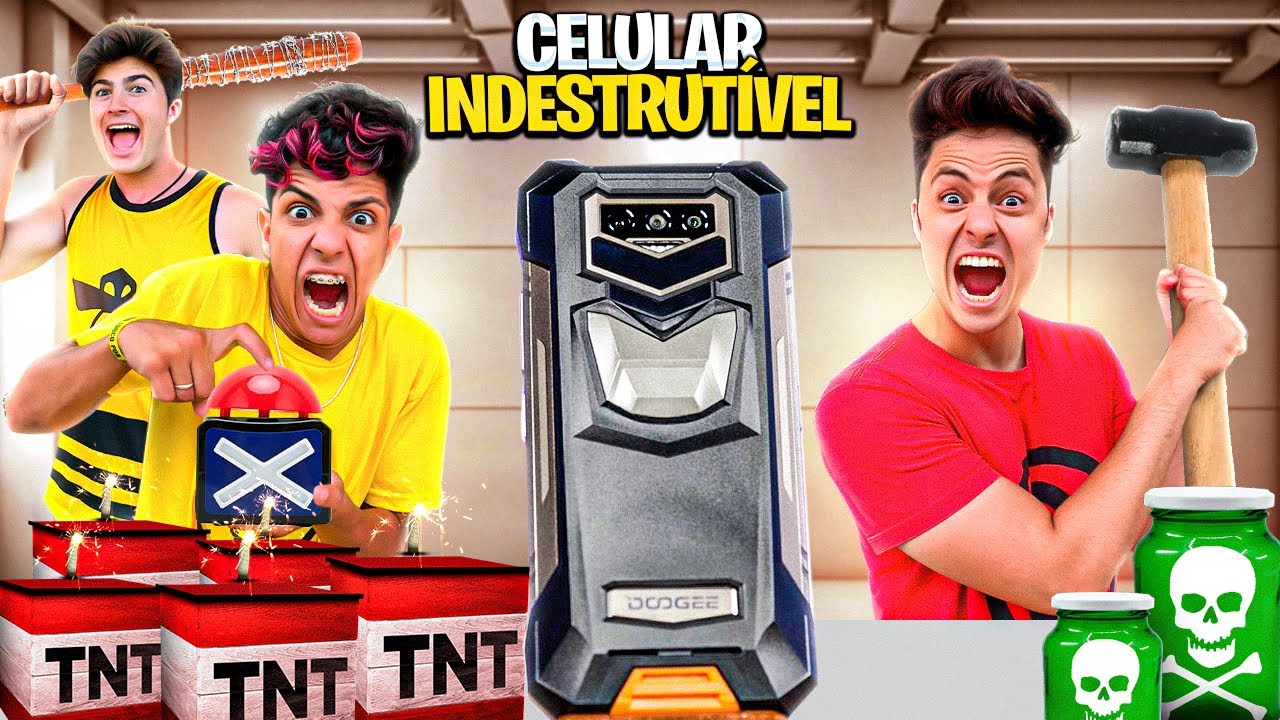 DESTRUÍMOS O CELULAR INDESTRUTÍVEL | LEOZIN, ENALDINHO E NATAN POR AÍ