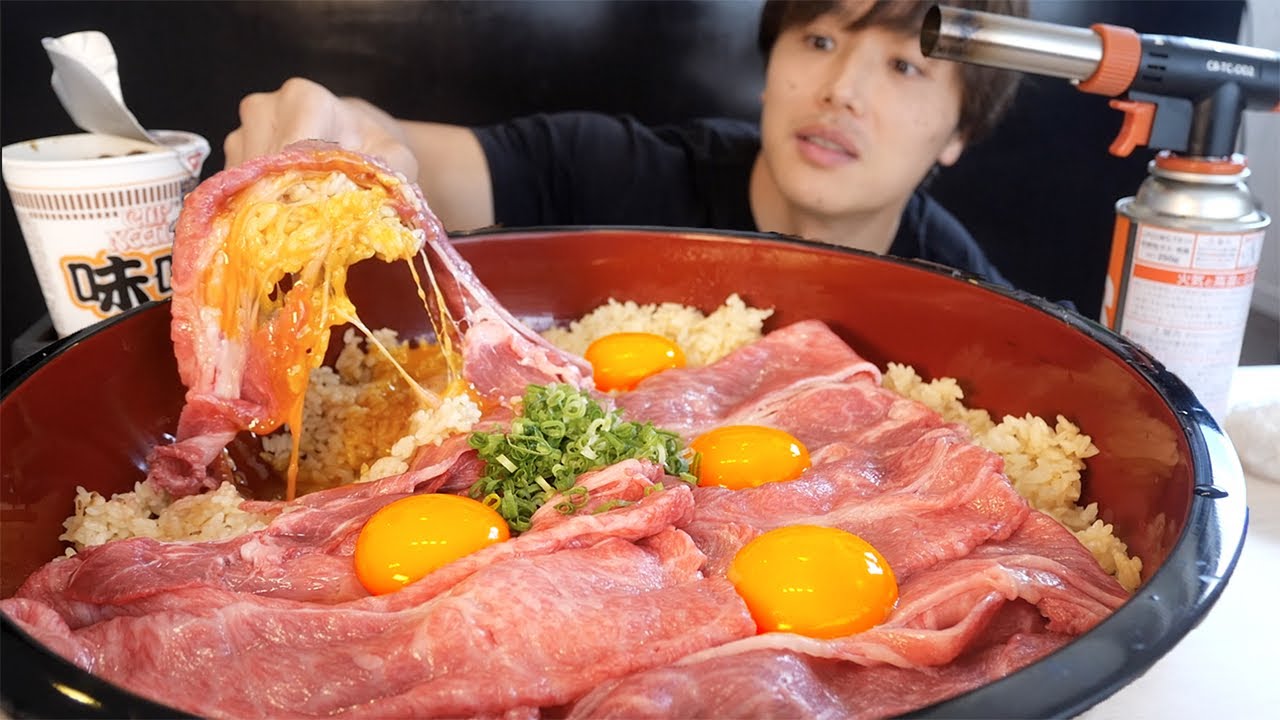 TV生放送で大炎上したので焼肉タレで炊いた米に松坂牛乗せて卵黄で食べる※映像あり