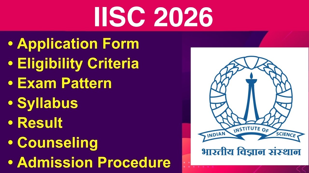 IISC 2026 - Eligibility Criteria, Exam Date, Application form, Syllabus, Counseling