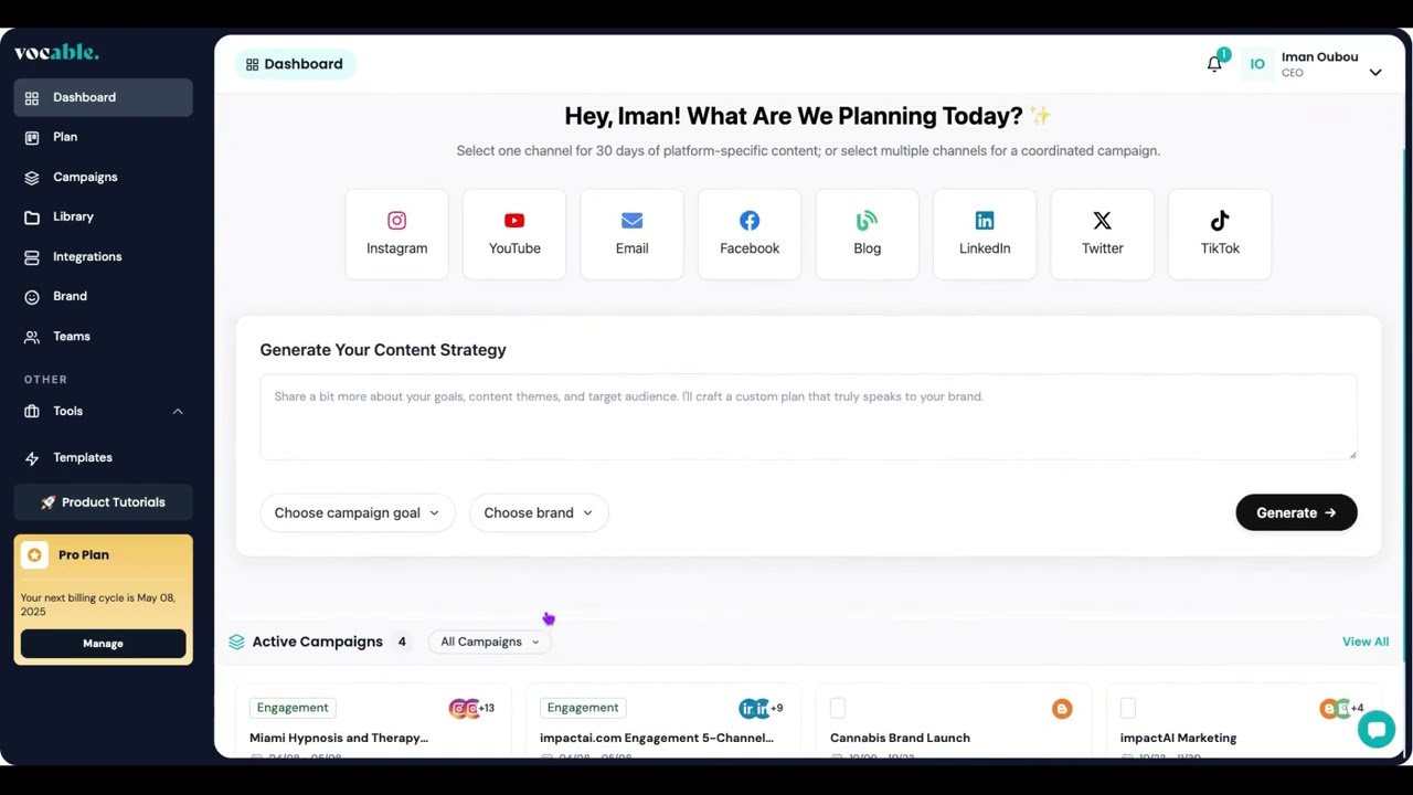 How to Create a 30 Day Multi-Channel Content Campaign with Vocable.ai's NEW dashboard!
