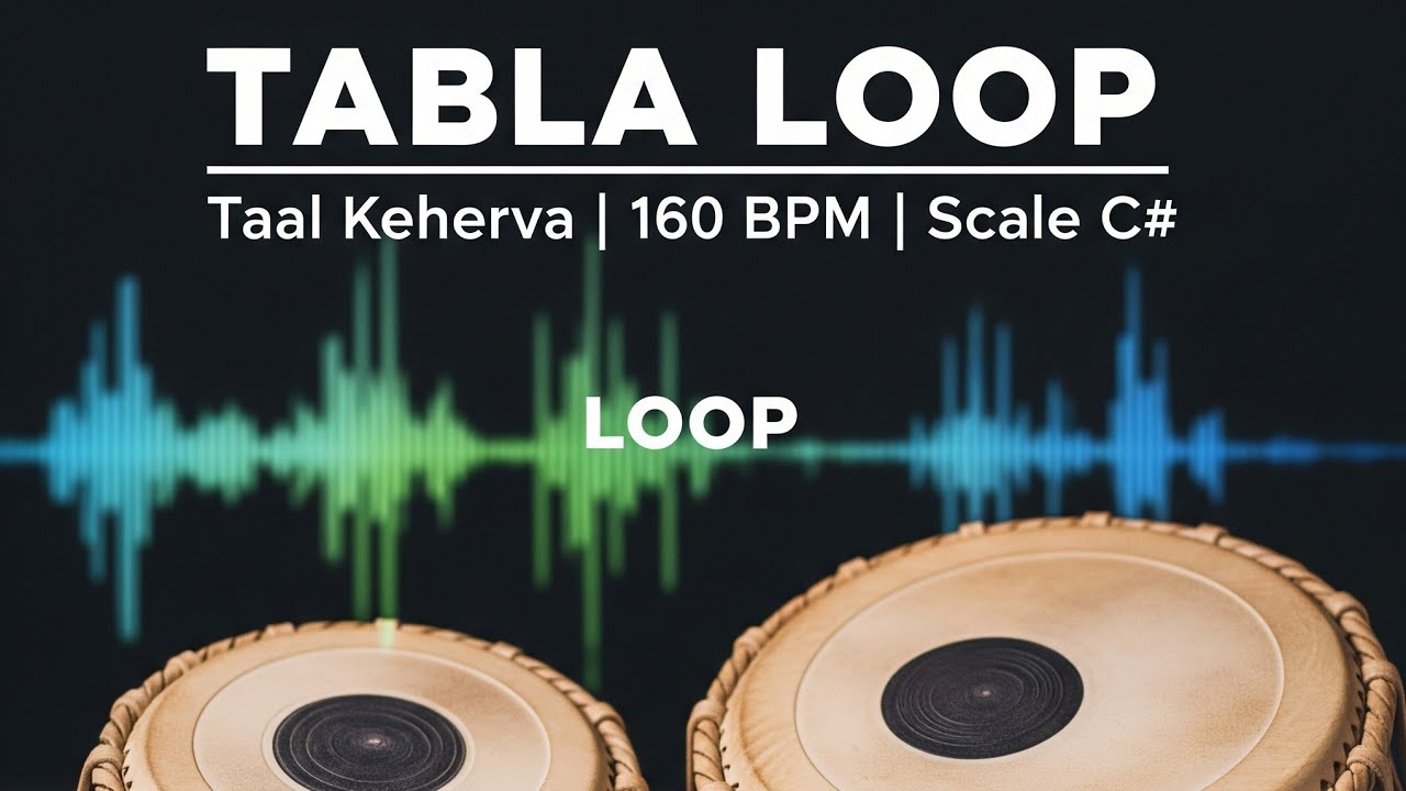 Tabla Loop | Keherva Taal | 160 BPM | Scale C# | Backing Track for Practice & Jamming