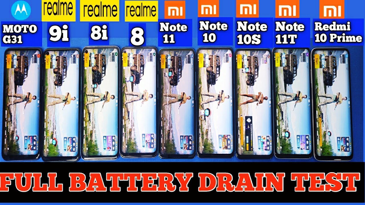 Redmi Note 11 vs Redmi Note 10/10S vs Realme 8 vs Realme 8i/9i vs Moto G31 | Battery Drain Test |