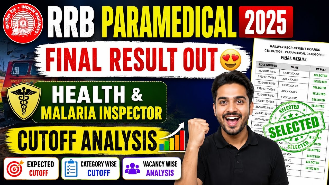​RRB Paramedical 2025 Result Out! | Health & Malaria Inspector Cutoff Analysis 🔥 #healthinspector