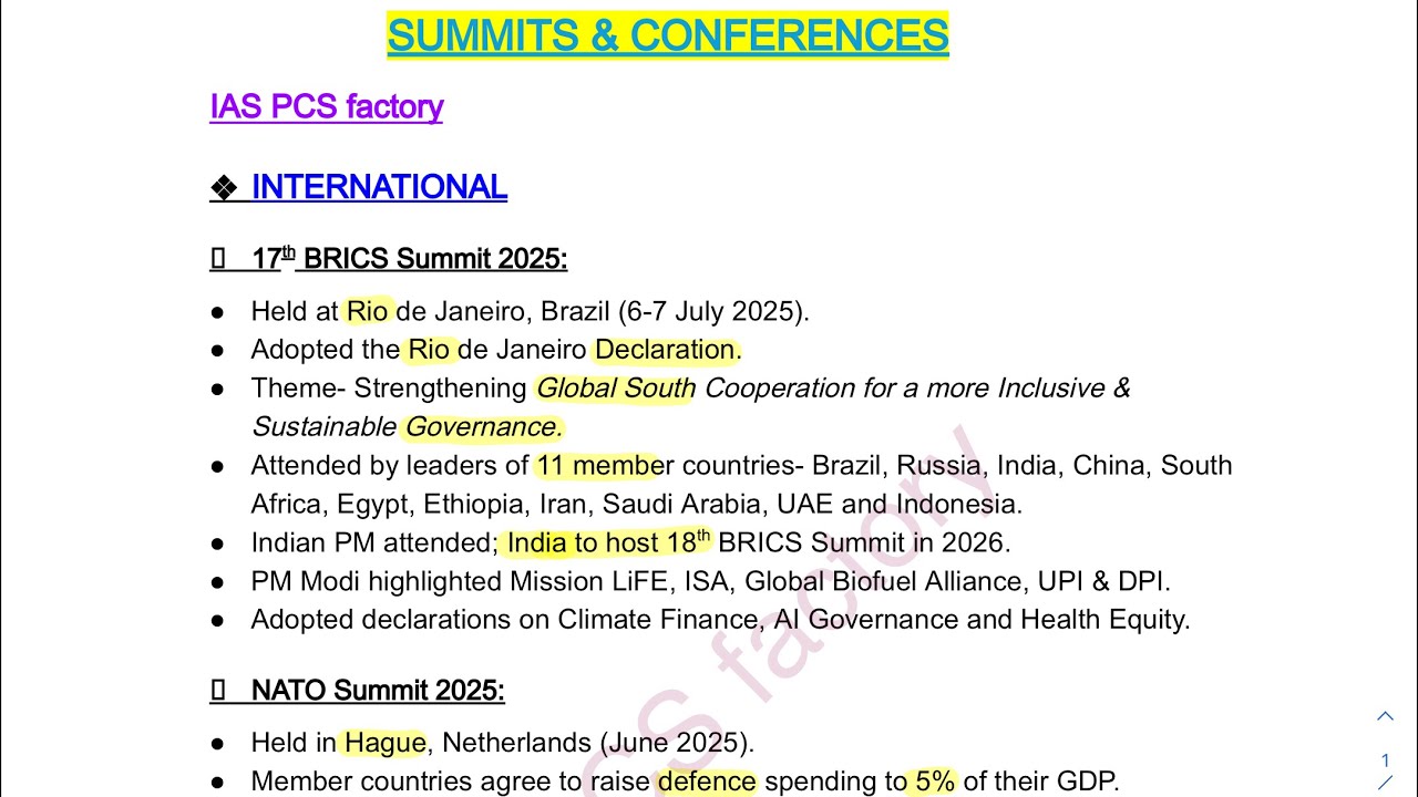 SUMMITS & CONFERENCES 2024-25