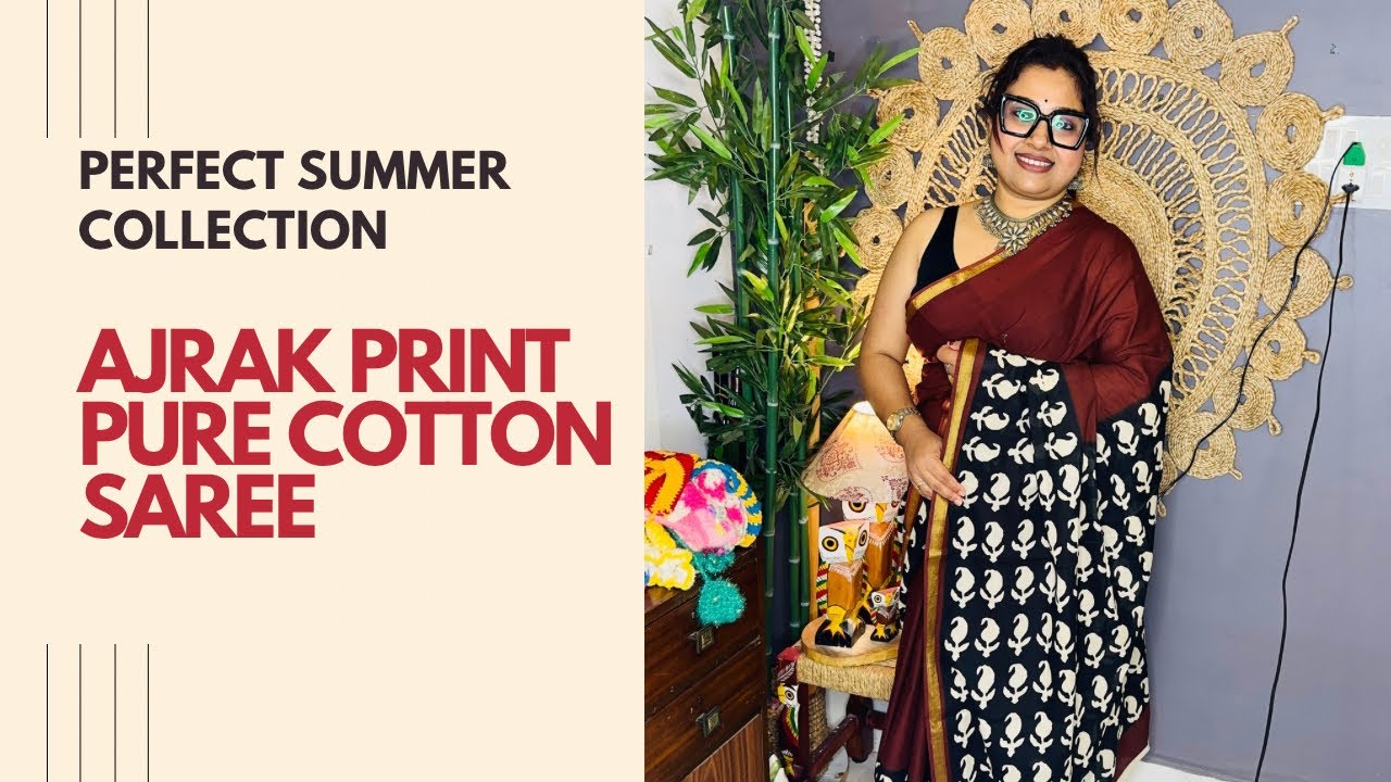 Ajrak Print Pure Cotton Saree|| Perfect For SUMMER ❤️Pure Cotton Summer Collection Saree🥰