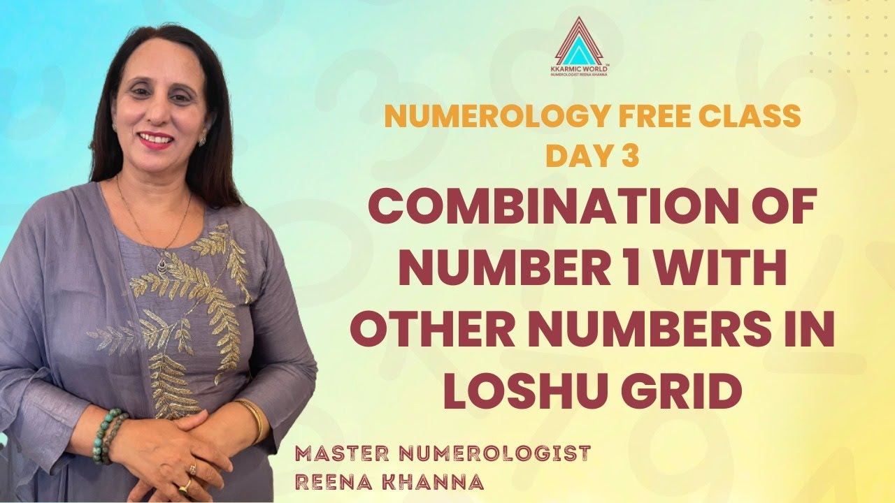 Numerology Free class Day 3 Combination of Number 1 with other Numbers in loshu grid || Reena Khanna