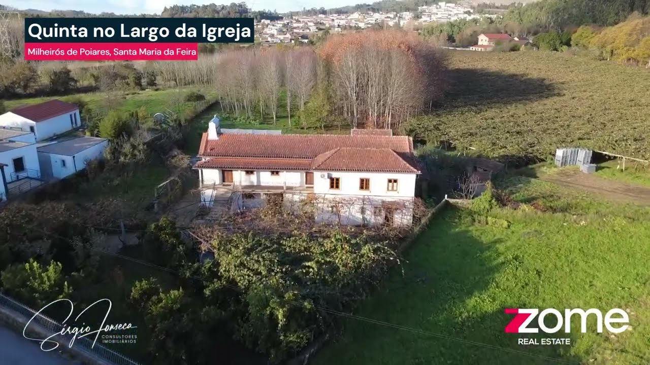 Quinta c/ Produção Agrícola e Florestal em frente à Igreja de Milheiros de Poiares SMF - drone