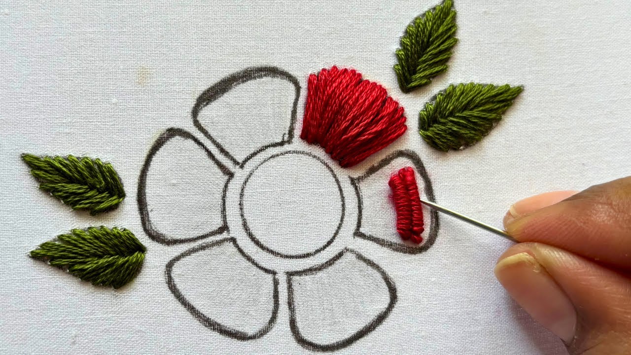 Beautiful Hand Embroidery designs - Satin Stitch Flower Embroidery Designs