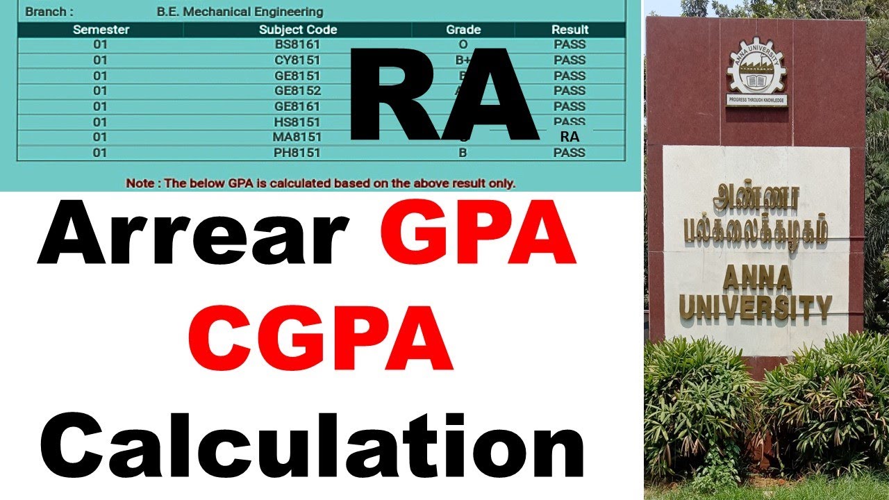 Anna University Arrear GPA CGPA calculation | how to calculate gpa for arrear students | arrear cgpa