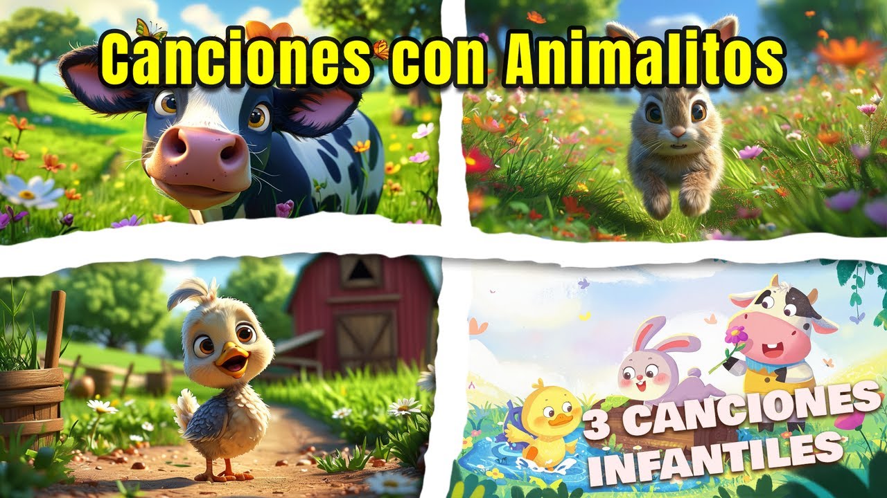 Risas Musicales para Niños con Animalitos 😂🎶 | Tres Canciones Infantiles de Diversión