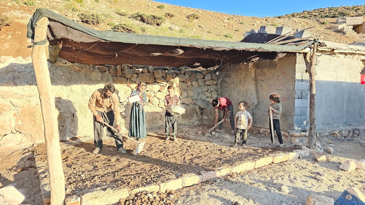 🌿 Family effort in the heart of nature | Building a living space with mountain rocks