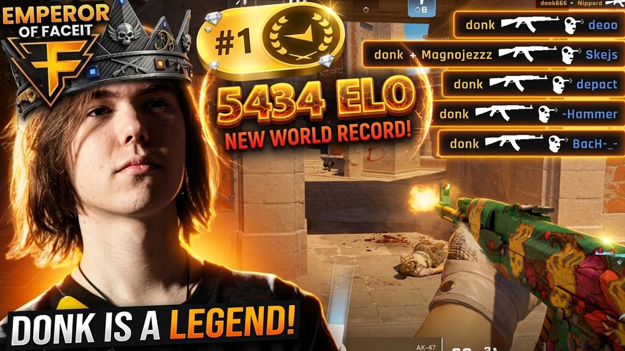 DONK DID IT!!! 5434 ELO WORLD RECORD FACEIT !!!