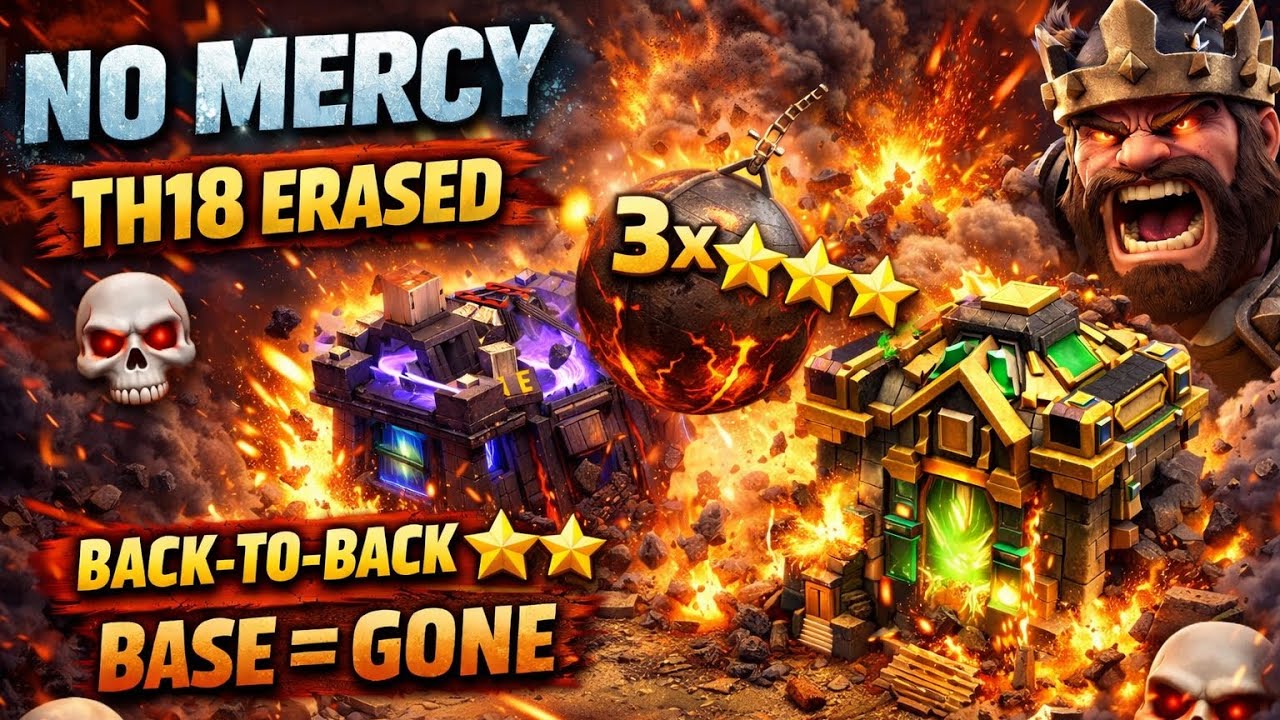 BACK-TO-BACK 3⭐ ON TH17 & TH18 😱 | Insane Attacks @ClashOfClans 
