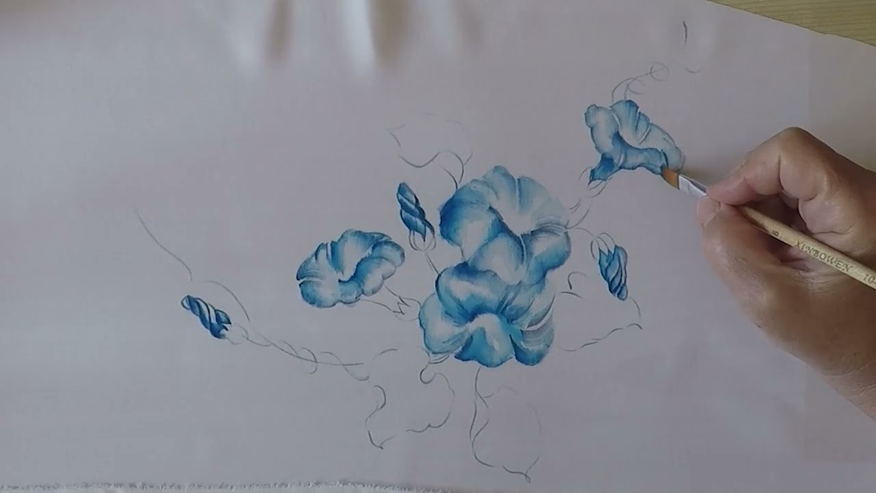 Come dipingere campanule azzurre sulla seta #fabricpainting #waterpainting #watercolor