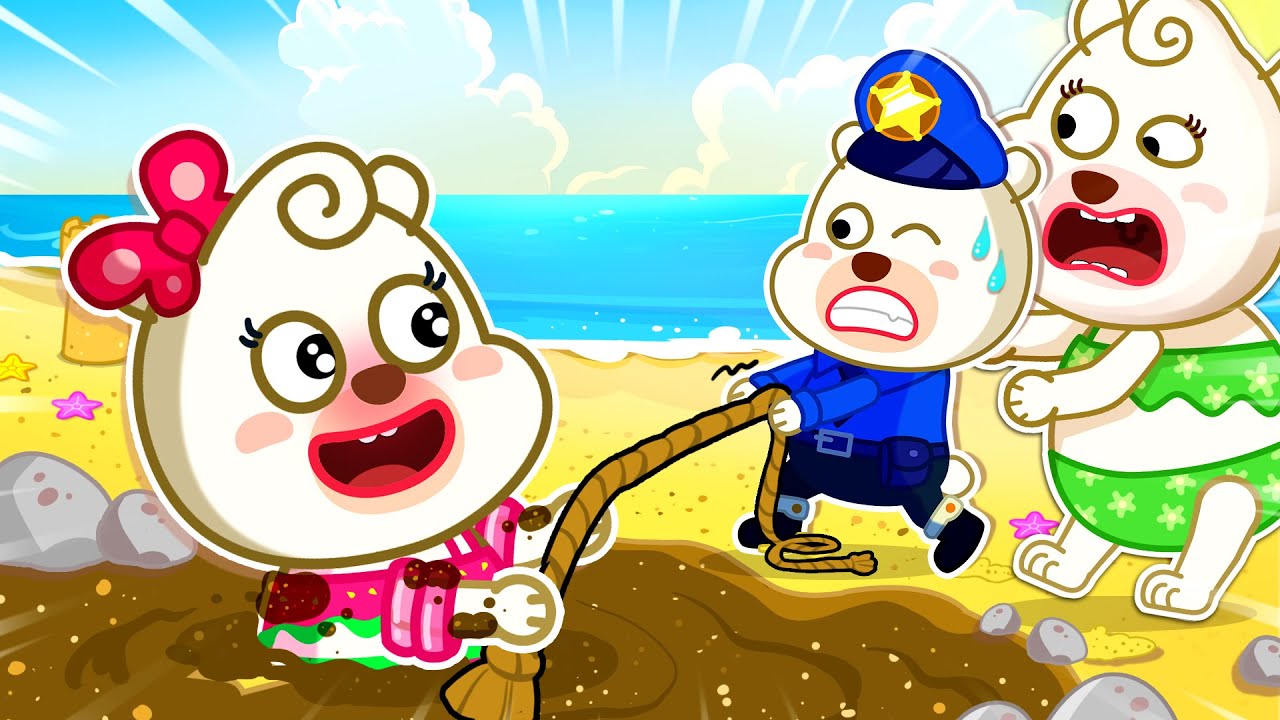 Bearee Fun & Learn | Bearee Rescues Kids from Quicksand at the Beach | Cartoon for Kids