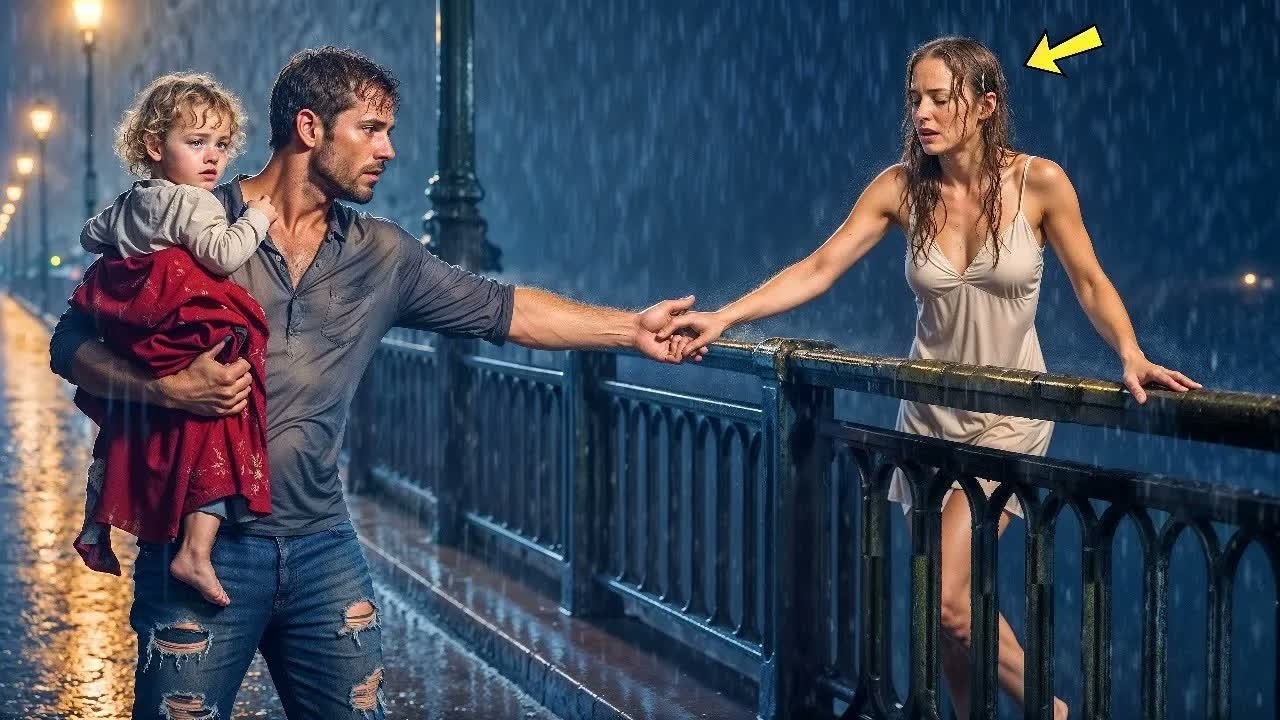 “Non saltare,” disse un papà single in difficoltà, tirando giù la ragazza dal ponte — lei si riv