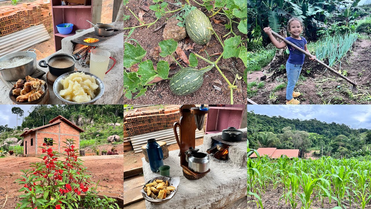 CHUVA NA ROÇA /ALMOÇO CAIPIRA NO FOGÃO A LENHA DE BARRO EM MAIS UM DIA DE TRABALHO 