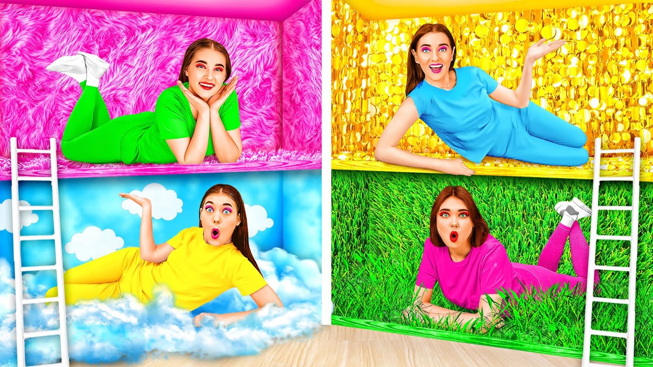 غرف سرية تحت السرير | تحدي أربعة ألوان HAHANOM Challenge