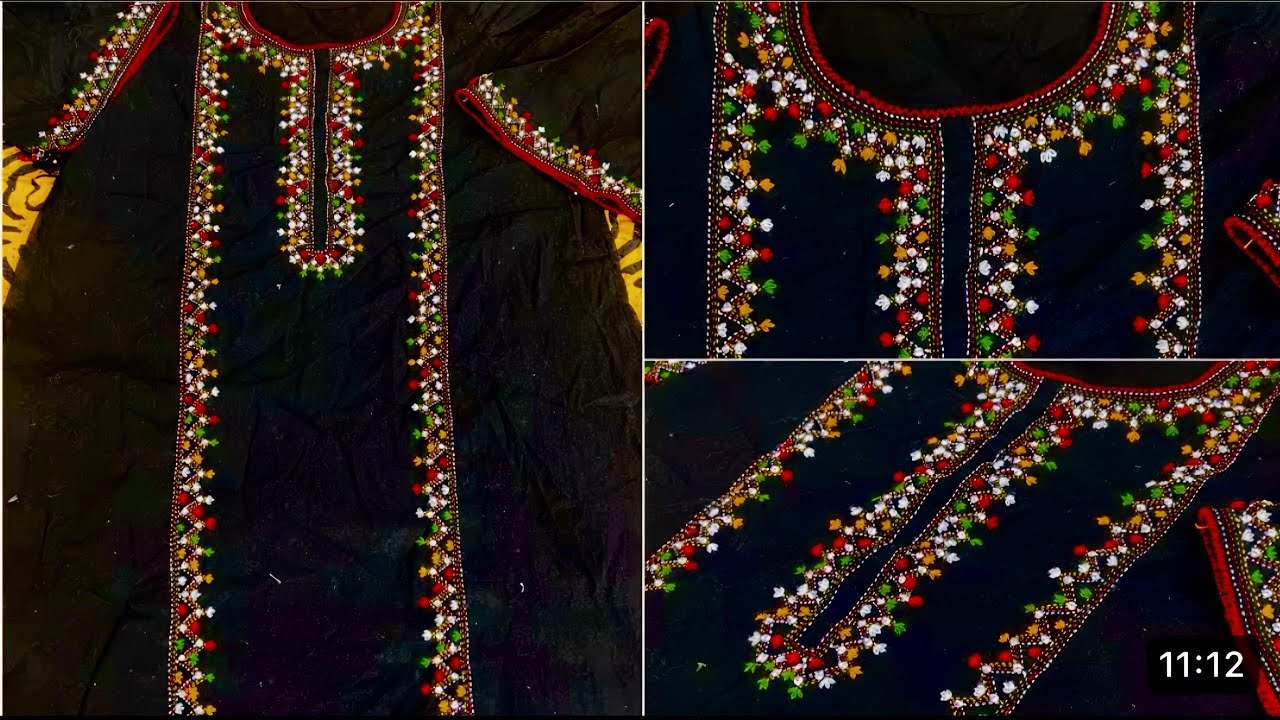Latest Multicolor Kacha Tanka Gala Embroidery Design for Kurti | Hand Embroidery Ideas