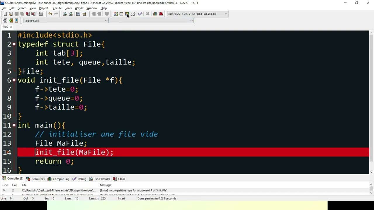 les files d 'attente #02 : initialiser une file en langage C