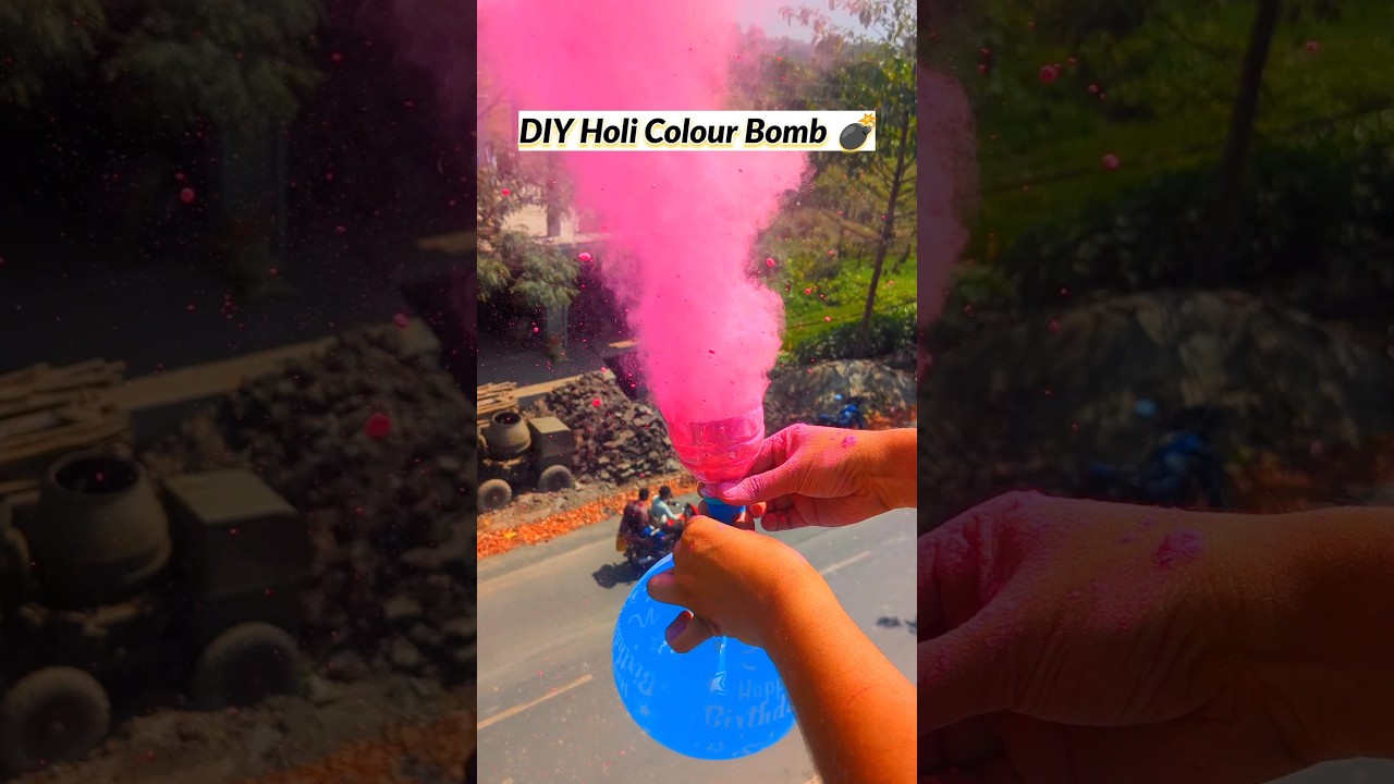 Holi colour fog bomb diy 😍 #shorts #diy #holi #holispecial