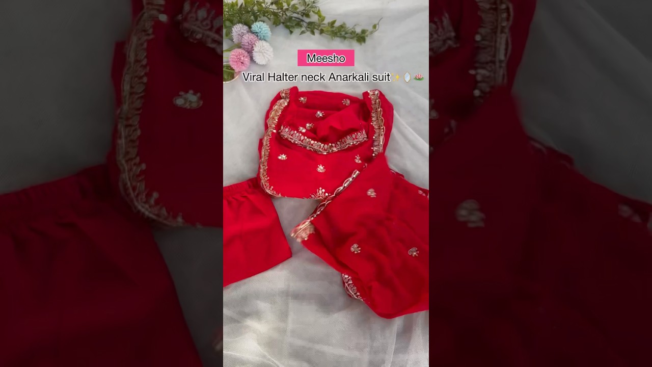 Viral halter neck anarkali suit from meesho | Meesho Festive ethnic red anarkali dresses #shorts