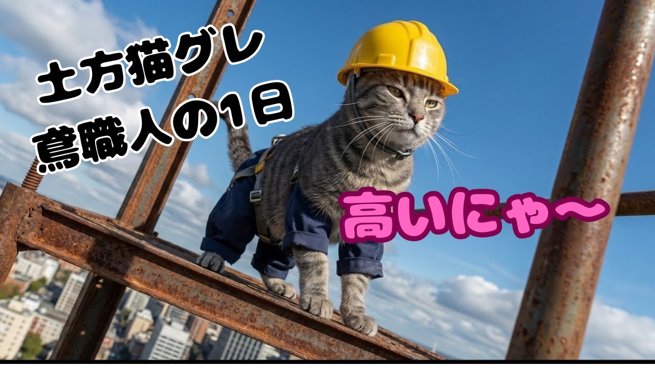 【土方猫グレ】鳶職人グレの1日　#猫動画#ねこ#ネコ#cat#catvideo#funnycat#土方猫#建設現場#建築あるある#土木あるある