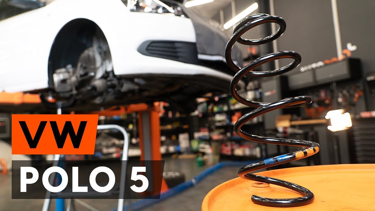 How to change front springs / coil springs on VW POLO 5 Saloon [TUTORIAL AUTODOC]