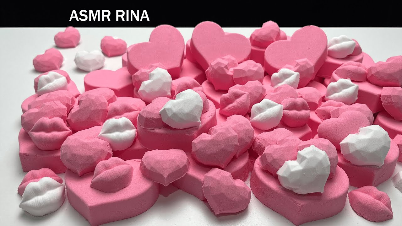 ASMR baking soda 2 videos pink & red hearts