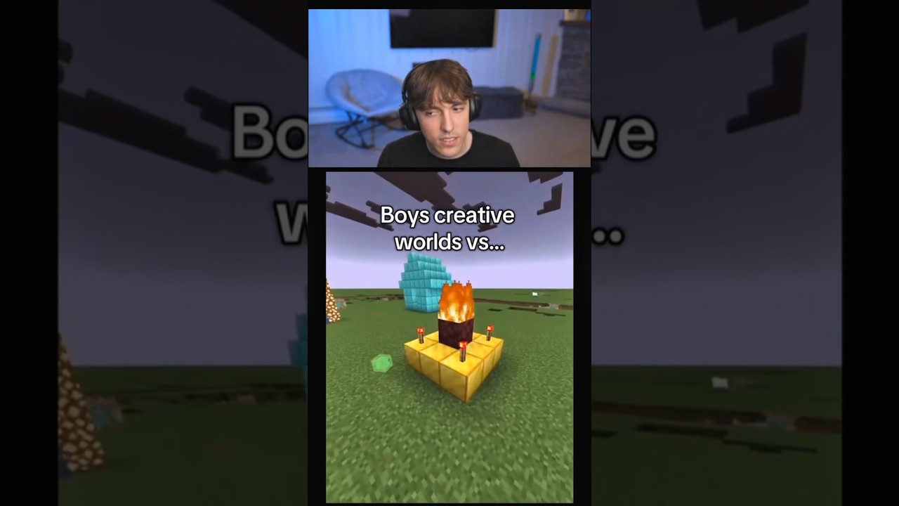 Boys Creative vs Survival World in Minecraft 😂 | Donut Reacts to Noob vs Pro Build #shorts