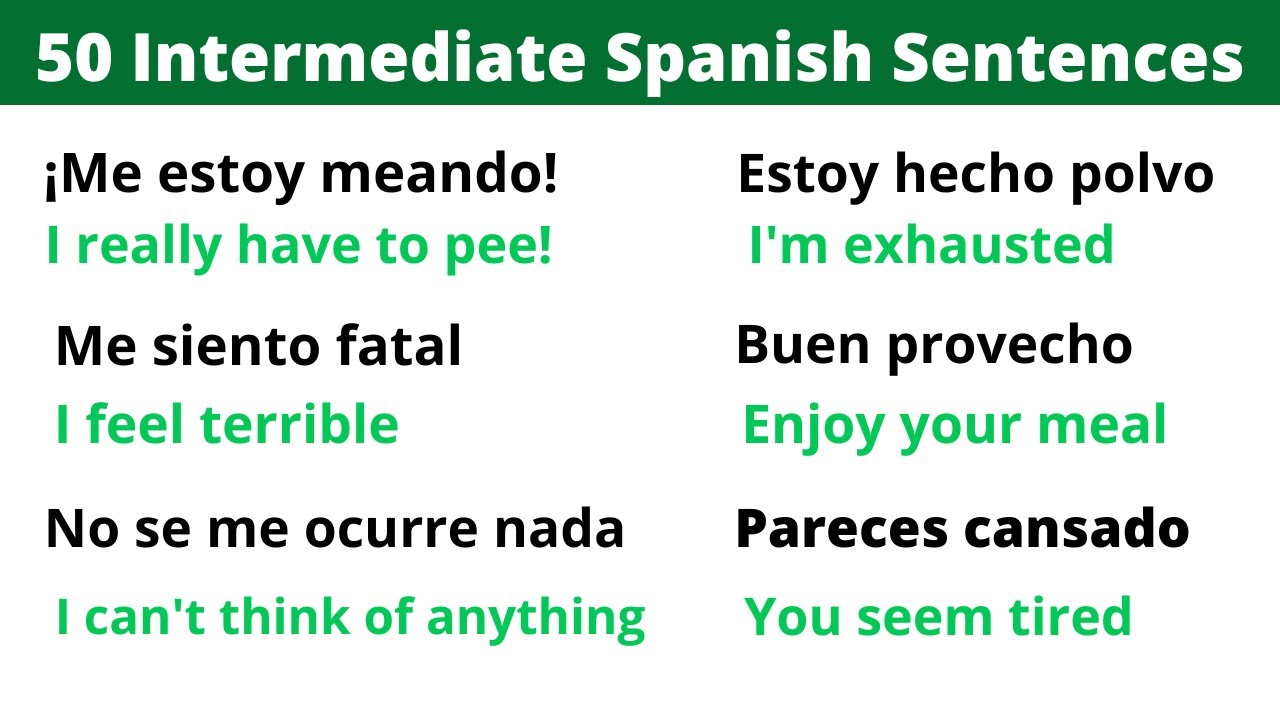 Learn Useful Intermediate Spanish Sentences for Conversation. Intermediate Spoken Spanish Lesson.