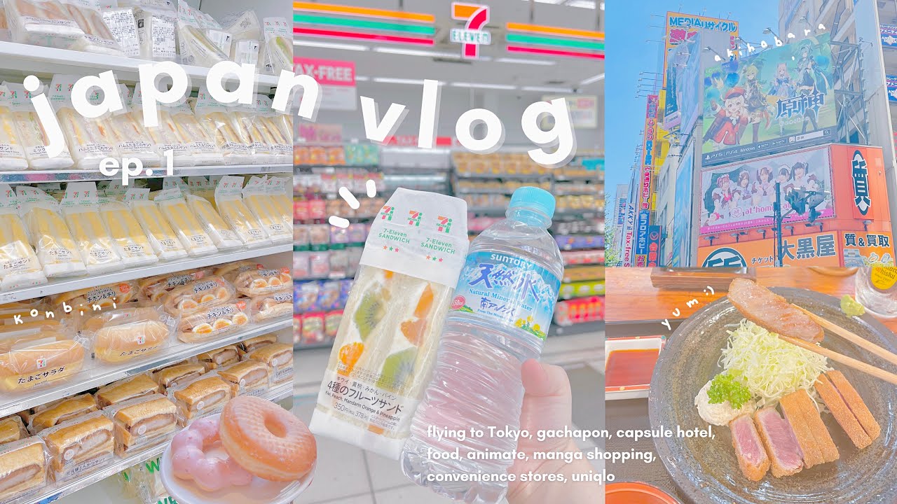 japan vlog ep. 1 // flying to tokyo, capsule hotel, anime & manga shopping in akihabara, food!