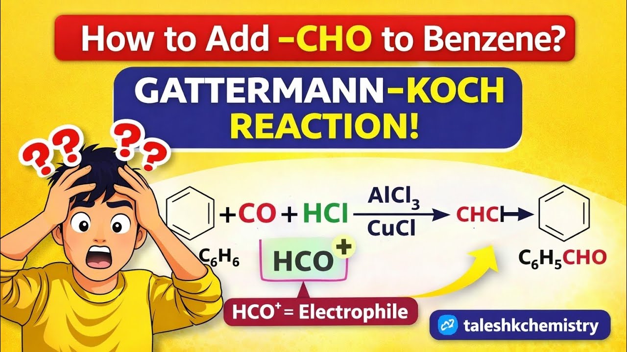 Gattermann–Koch Reaction Explained | How to Add –CHO to Benzene | Organic Chemistry #videos 
