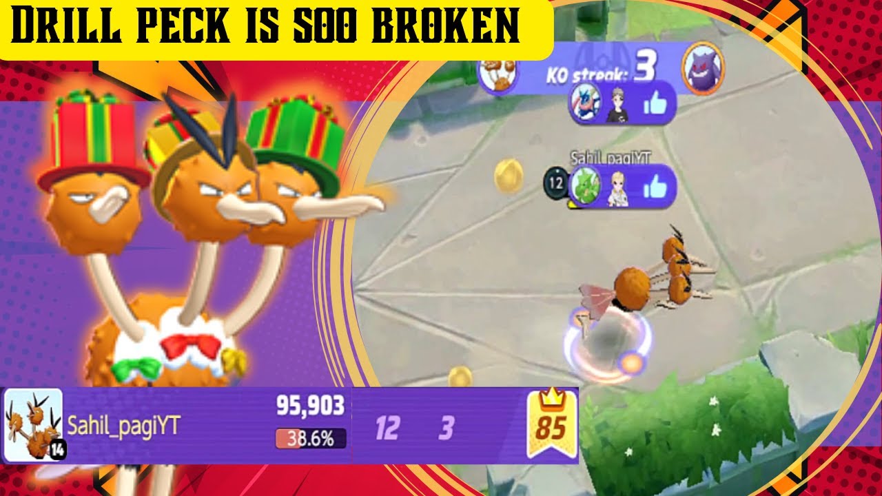 Dodrio drill peck is soo broken over 95k damage Pokemon Unite