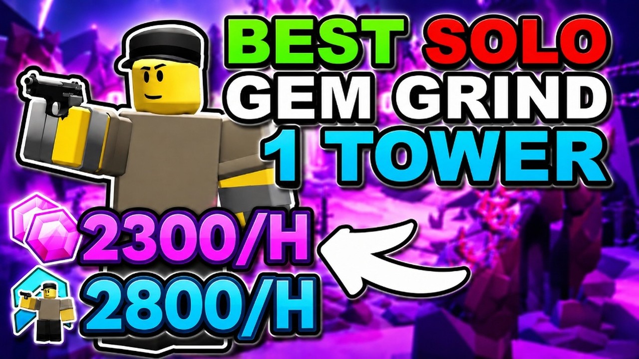 *NEW* BEST Solo Gem Grinding Strategy With 1 Tower FULL GUIDE | Roblox TDS