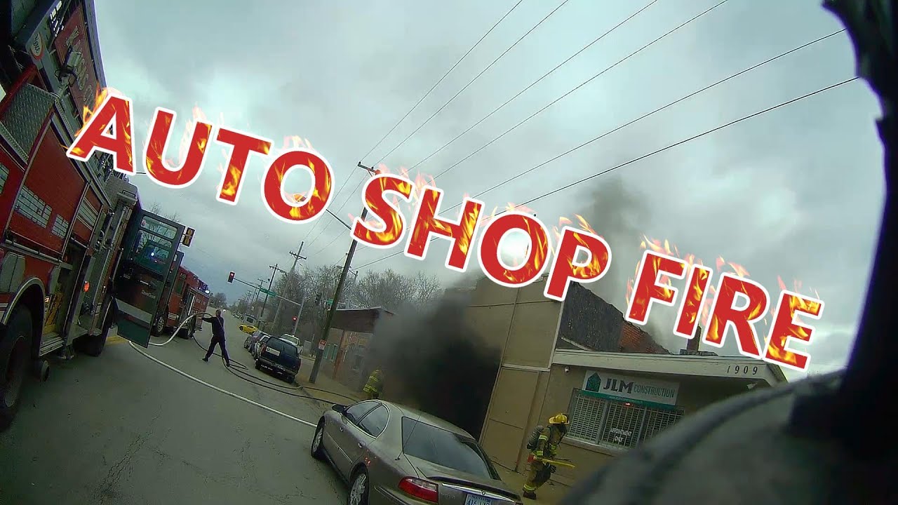 AUTO SHOP FIRE | Kansas City Kansas Fire Department | Helmet cam footage