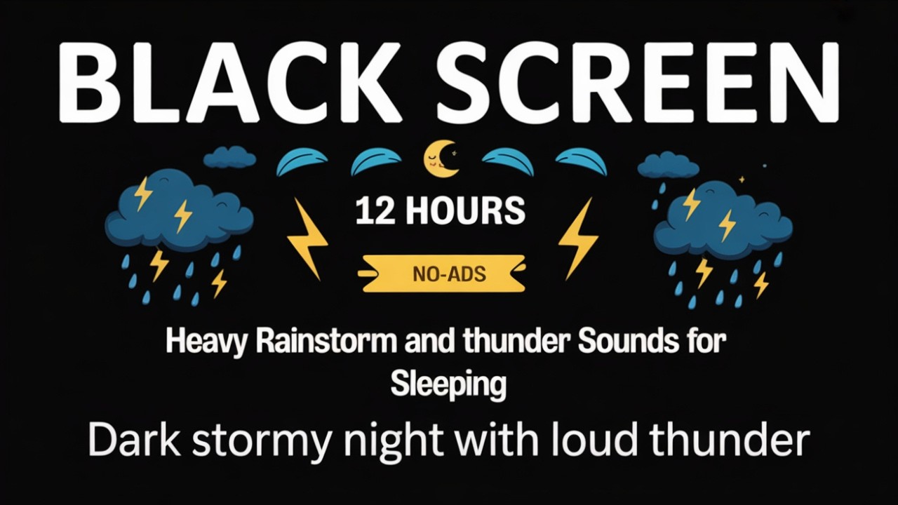 BLACK SCREEN Heavy Rain Sounds with Thunder for Deep Sleep and Stress Relief 10