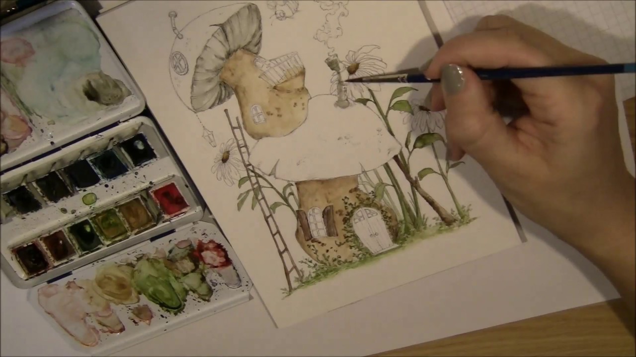 Watercolor illustration | Mushroomhouses | by LadyKikki