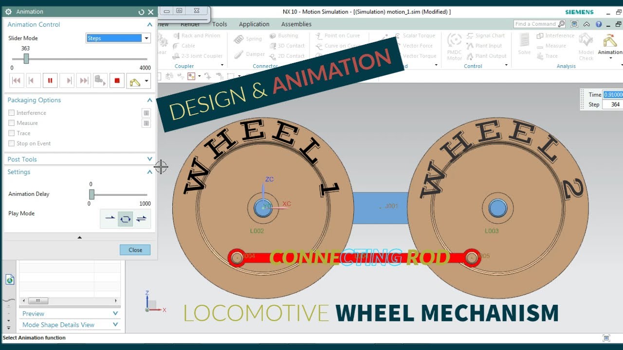 UNIGRAPHICS NX || coupled wheel of locomotive mechanism | Double crank mechanism / Locomotive wheel