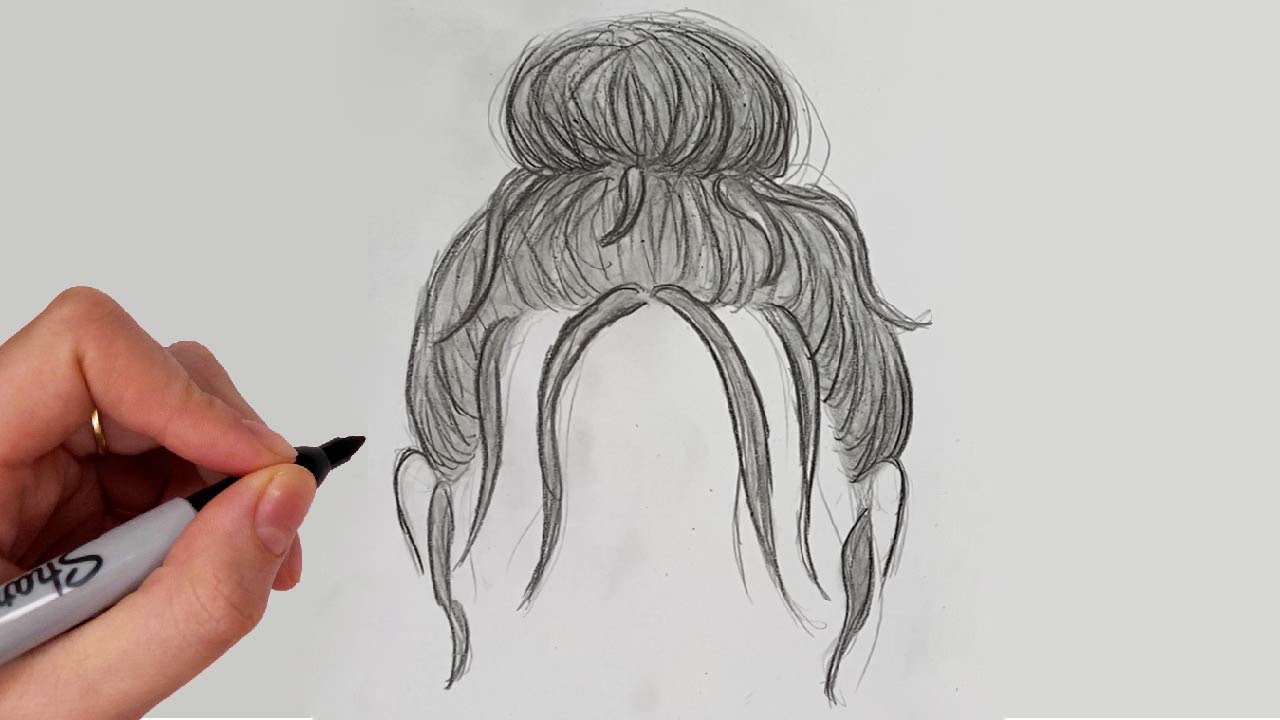 Comment Dessiner Un CHIGNON AU CRAYON [Cheveux / Coiffure Noir et Blanc]