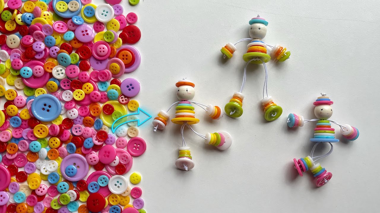 I Make Beautiful Doll from Buttons - Pretty Doll Keychain Tutorial -  Design Hack