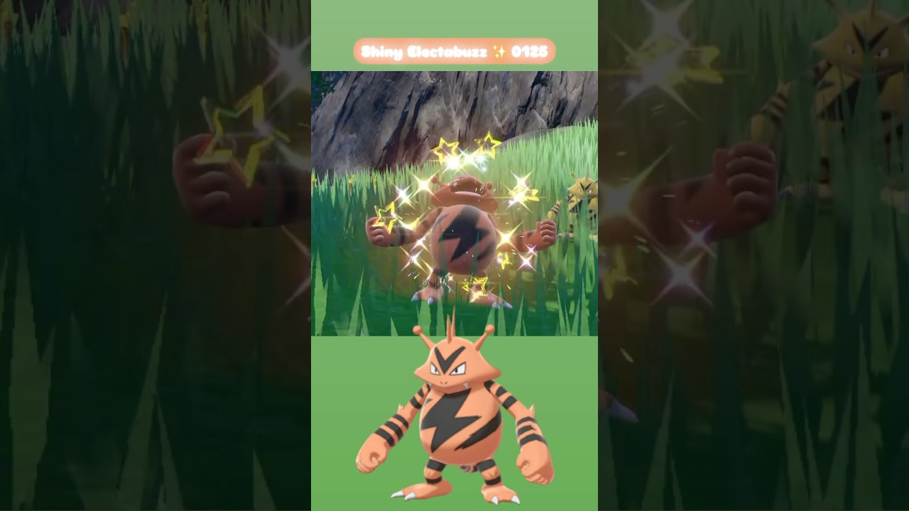 Shiny Electabuzz ✨ 0125 caught in Pokemon Scarlet Indigo Disk DLC with Mass Outbreak