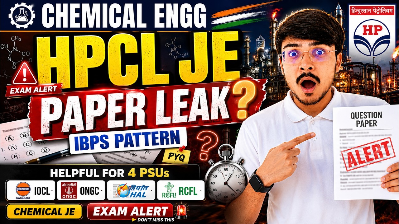 HPCL JE Chemical Engg  Paper Leak | IOCL Exam Chemical Engineering 2026 | ONGC Exam 2026