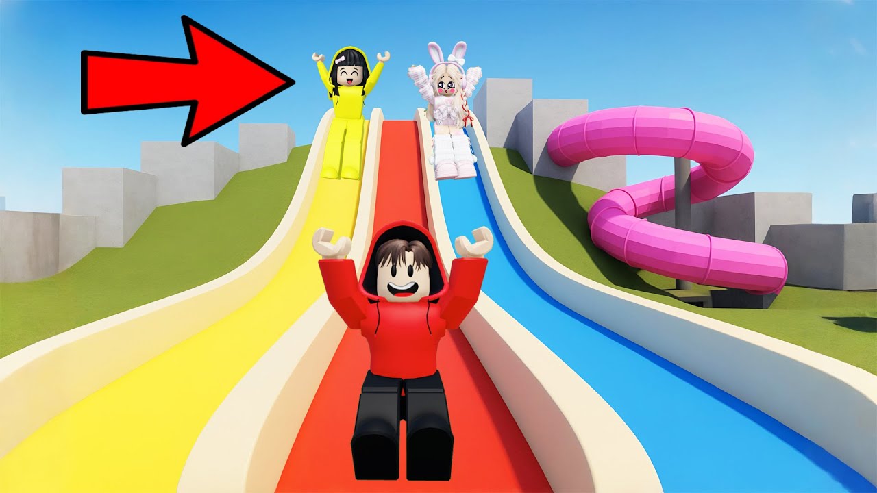 Yuta, Mio Dan Baby Celine Naik Perosotan Paling Tinggi Di Waterpark || ROBLOX
