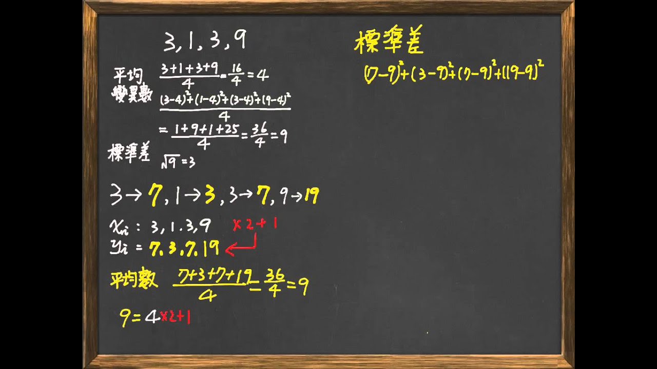 60. 算術平均數與標準差的性質