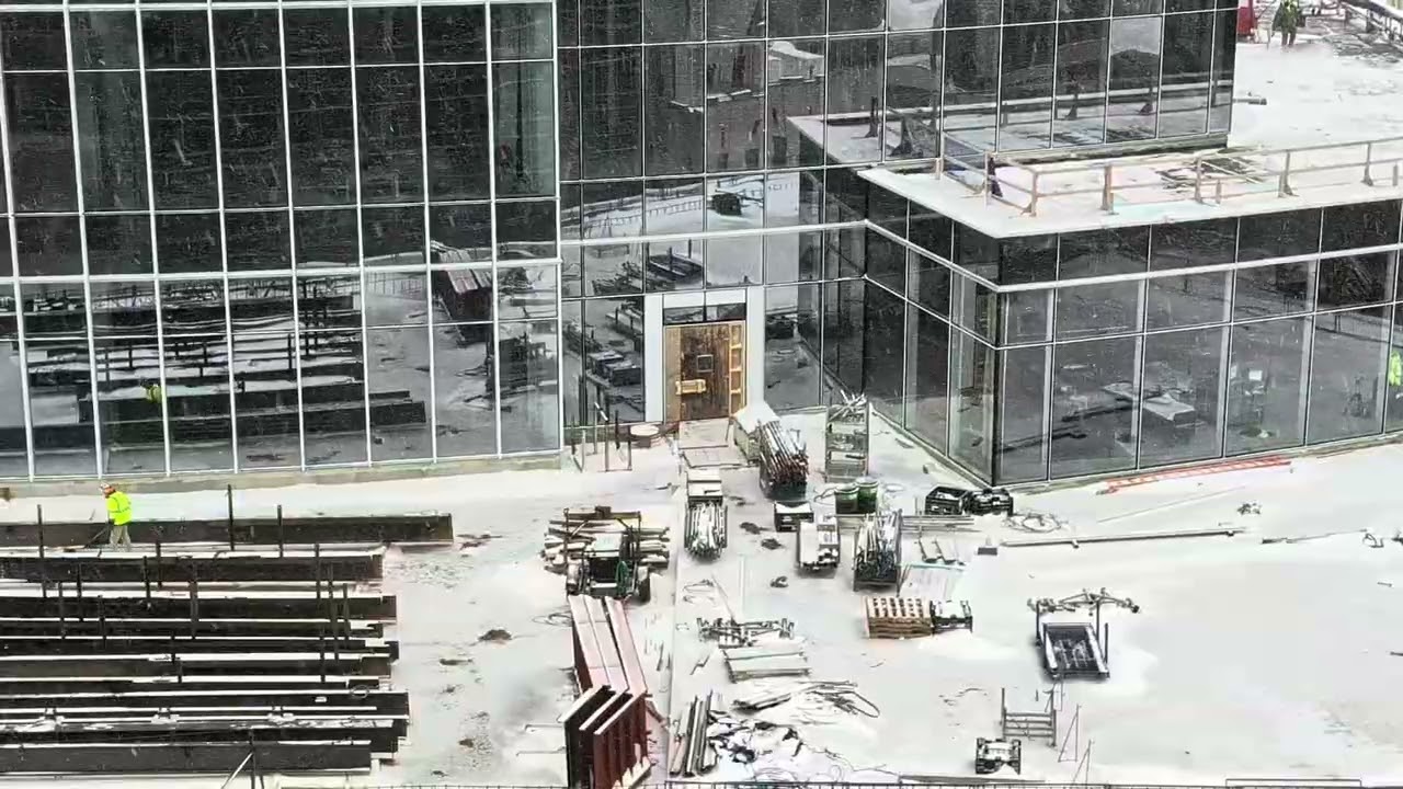 Snowy December morning at the Mutual of Omaha Tower construction site.