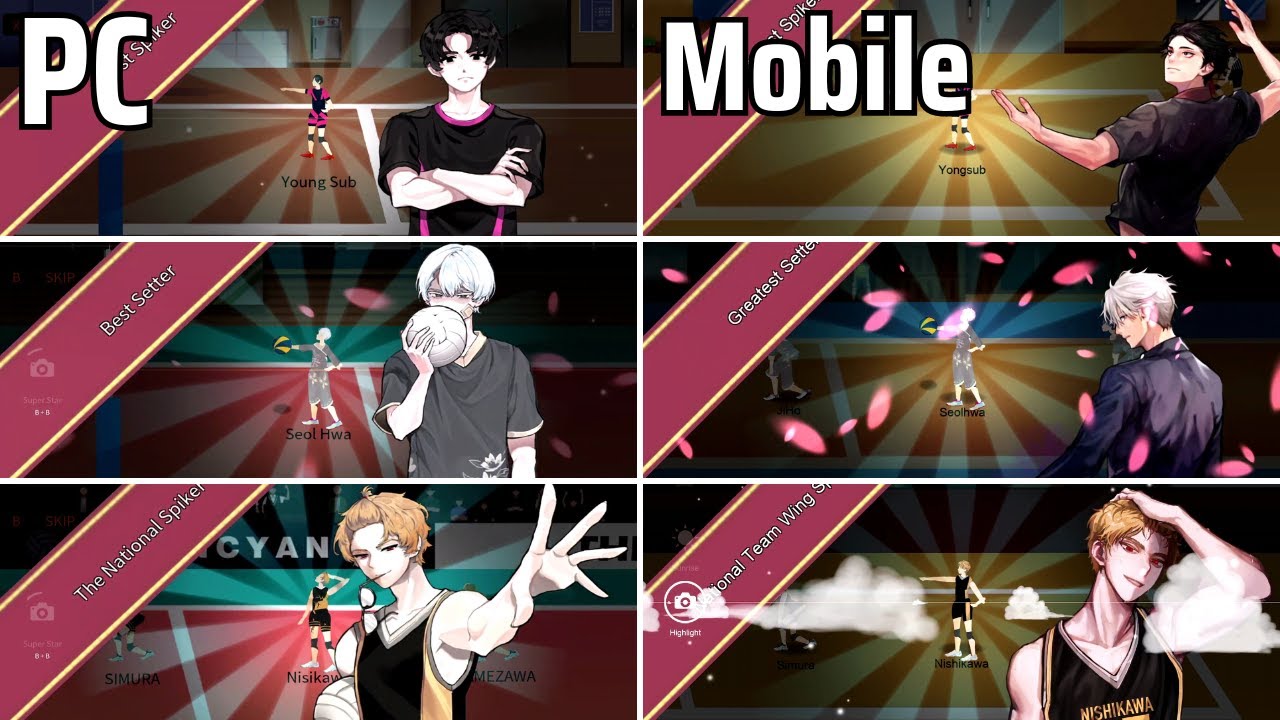 S Rank Characters Animation PC vs MOBILE | The Spike Volleyball