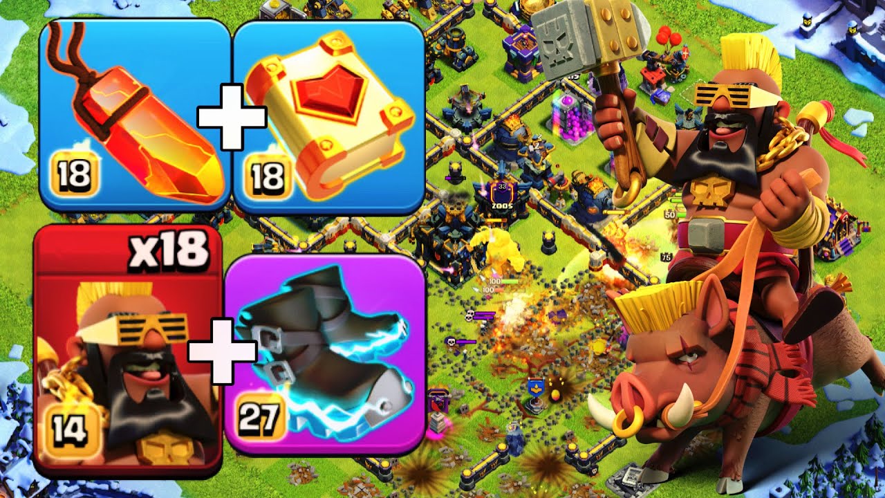 TH17 SUPER HOG RIDER MASSACRE! (Sui Hero = AUTO 3-STAR) Clash of Clans