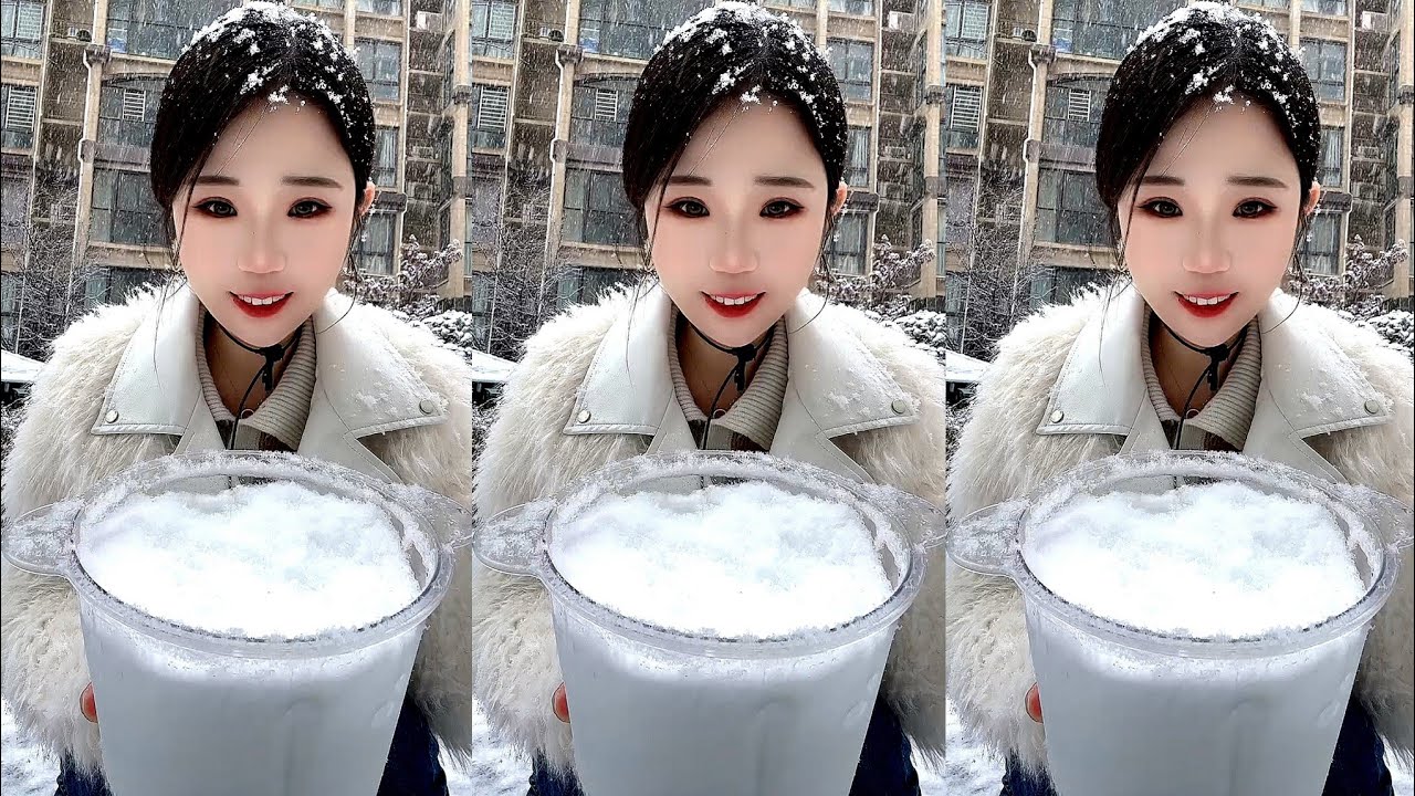 ASMR REAL SNOW EATING